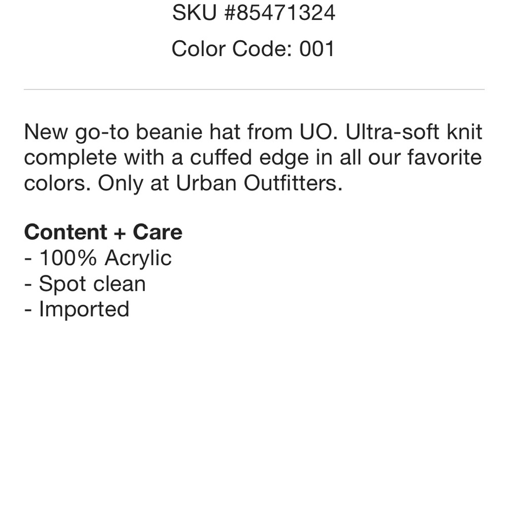 UO Jessie Essential Beanie Black NWT - Picture 4 of 4